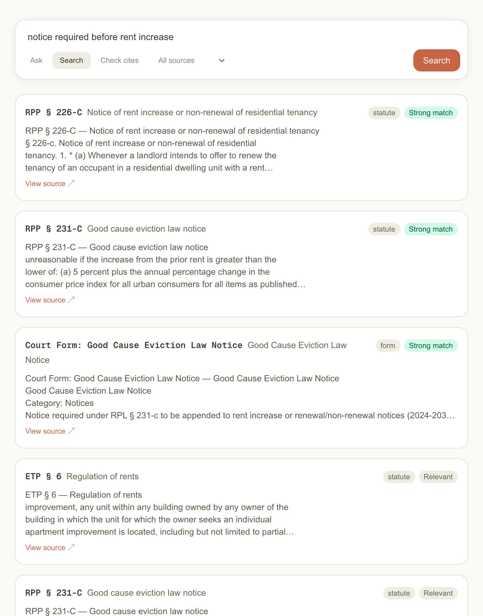 Semantic search results across statutes and decisions with relevance grades